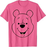 Winnie The Pooh Classic Cotton Tshirt Pink Blue Color Options Cartoon Face Print Short Sleeve Casual Tops 2025 Streetwear