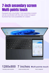 CRELANDER X15 Dual Screen Laptop 15.6" IPS+7" Touch Screen 16G DDR4 2TB SSD Intel N100 Processor Windows11 Notebook Computer