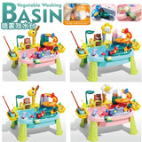 Children's kitchen toys electric fun water play water wash basin fishing dishwashing home role-playing baby early education toy