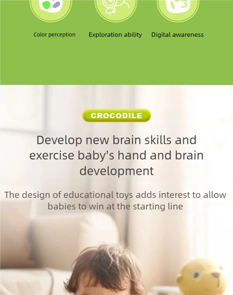 Children's Educational Toys Include Crocodile Inserts, Color and Number Matching, and Finger Fine Movement Exercises to Increase Children's Visual Perception of Color