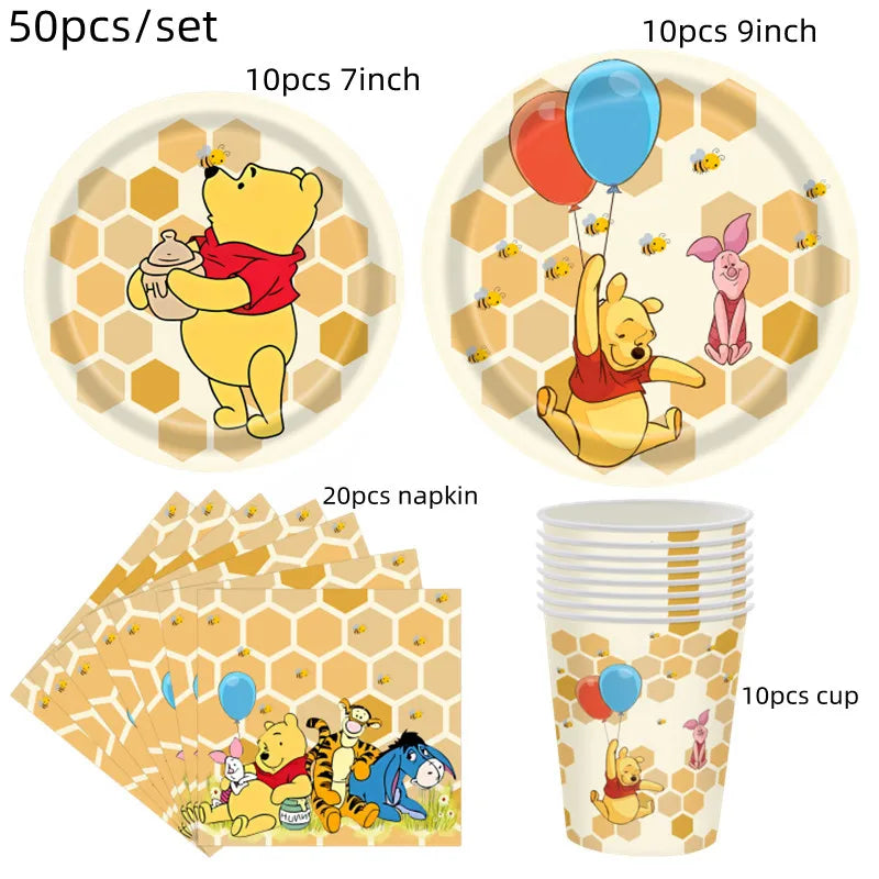 Disney Cartoon Winnie The Pooh Tablecloth Supplies Winnie The Pooh Party Disposable Table Cover Kids Birthday Party Decoration