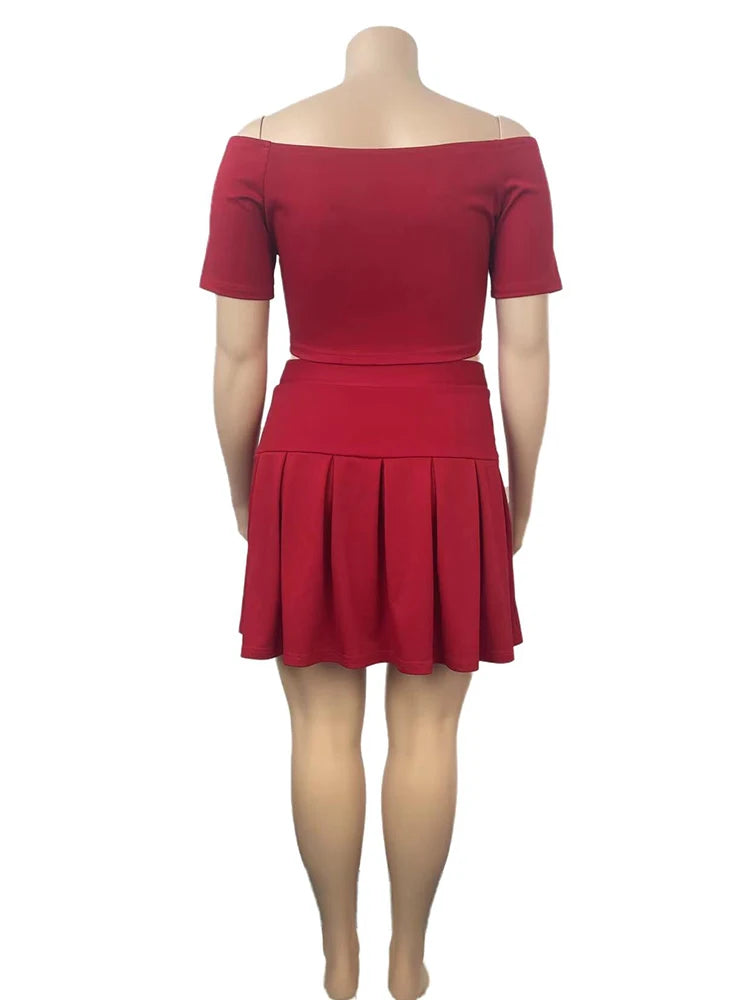 5xl Plus Size Women Clothing Wholesale Summer Outfits Crop Tops and Pleated Skirt Tracksuit Sweet Dress Suits Dropshipping