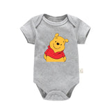Cute Winnie the Pooh Bear Cartoon Toddler Jumpsuit Baby Girl Boy Black Cotton Clothes Kawaii Summer Newborn Baby Romper
