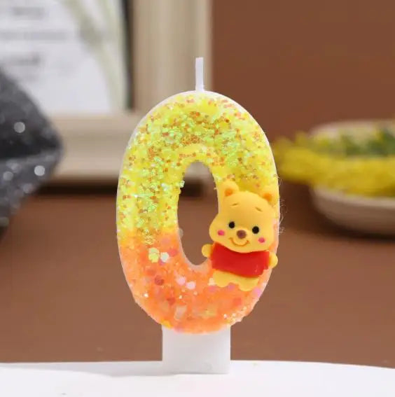 Winnie the Pooh Baby Candle Happy Birthday Number 0-9 Candles Cartoon Cake Cupcake Topper Party Decoration Supplies DIY Gifts