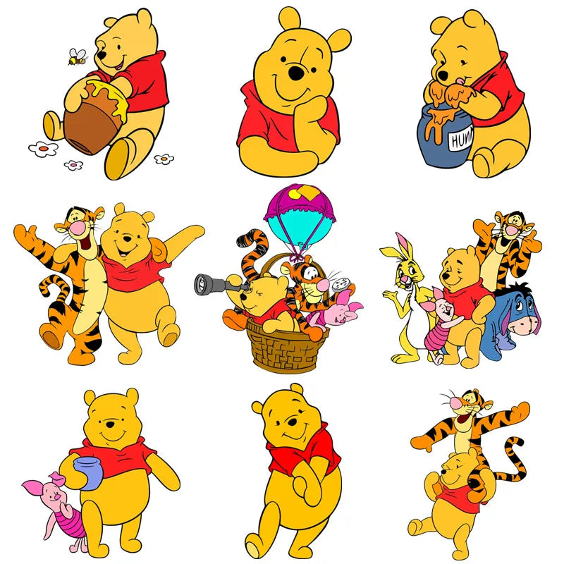 Winnie the Pooh Bear Cartoon Patches for Clothes Heat Transfer Thermal Stickers DIY Kids T shirt Iron on for Women Appliqued