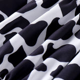 Kids Girls Western Cowgirl Outfit Cow Print Off Shoulder Smocked Shirt Top with Denim Shorts Daily School Party Holiday Costume