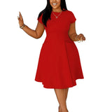 L-4XL Plus Size Clothes Dresses Women Robes Spring Summer Short Sleeve Street Style Casual 3XL Big Size Oversized Midi Dress