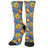 Novelty funny Winnie the Pooh print compression socks men's socks Harajuku retro soft and comfortable happy crazy party gift