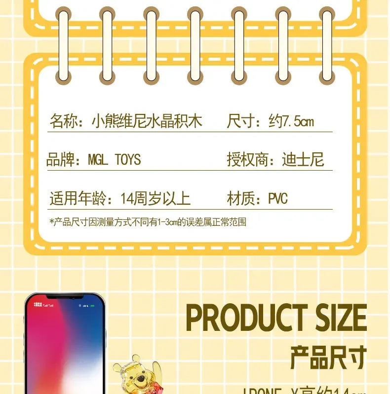 Disney Winnie the Pooh Crystal Building Blocks Winnie the Pooh Bear Table Decoration Adult Toys Children Gifts