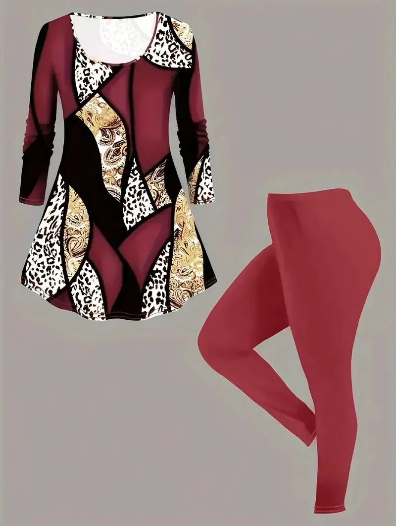 Plus Size 1XL-5XL Women Solid Chic Casual Two-Piece Set Crew& Slim Pants Ladies Casual Comfortable Clothing Neck Tank Top