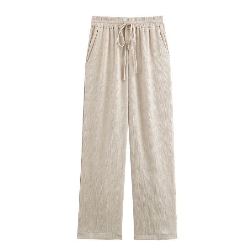 2024 Autumn Women Casual Blazer Coat Pants Set Long Sleeve Double Breasted Blazer + Wide Leg Trousers Lady Office Outfit