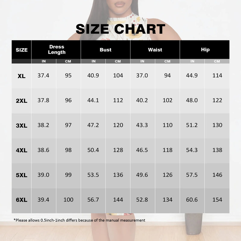 XL-6XL Plus Size Women's Elegant Floral Print Summer Bodycon Dress - Perfect for Garden Parties & Holiday Events