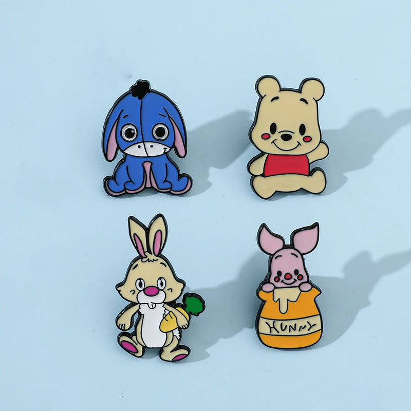 5 Pcs Cute cartoon soft Winnie the Pooh Brooch Winnie the Pooh and Tigger Metal Badges Bunny pin accessories