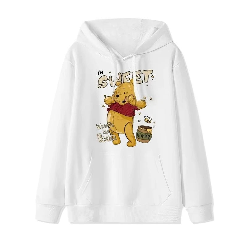 2025 Cartoon Winnie The Pooh Fashionable and Simple Women's Hoodies, Loose and Comfortable Couple Hooded Printed Hoodies