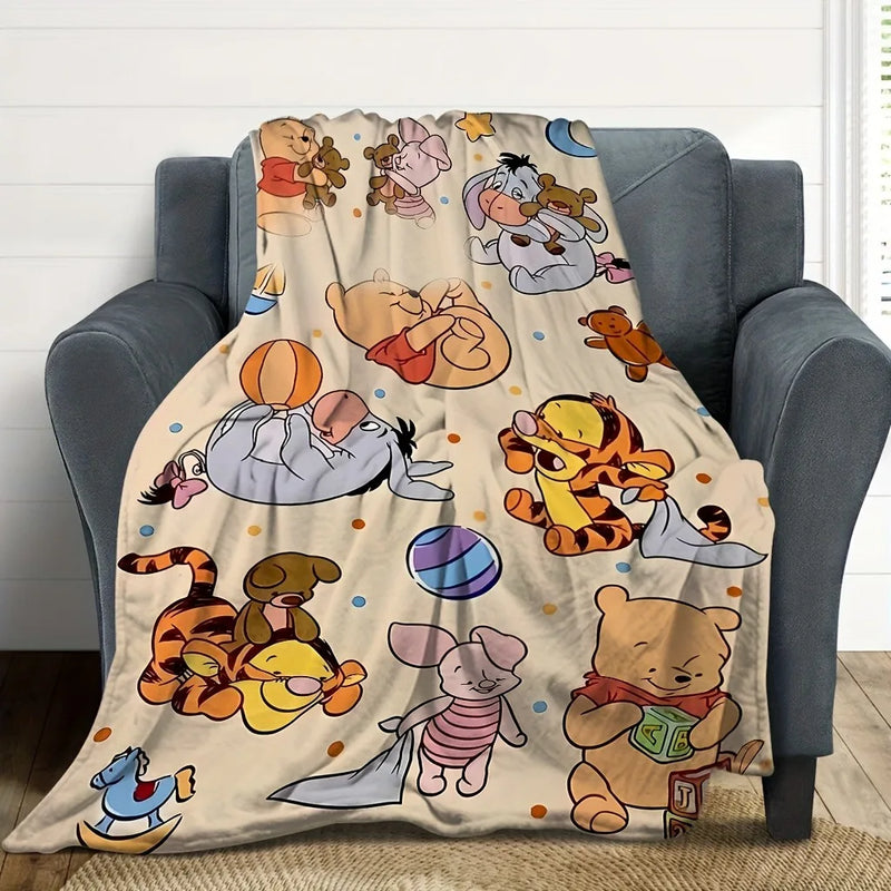 1PC Winnie the Pooh Blanket for Cozy ,Multifunctional blanket suitable for home,  travel, camping, nap cover blanket.