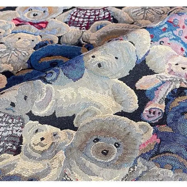 Blue Winnie The Pooh Jacquard Fabric Ins Wind Thickened Cartoon Stiff Silhouette Spring Autumn Coat Three Dimensional Book Cloth