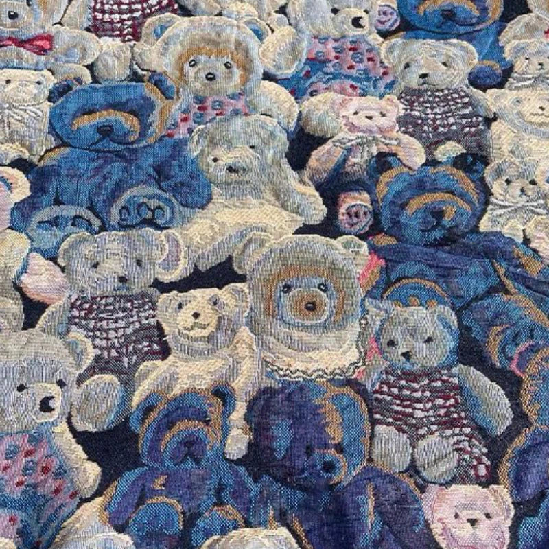 Blue Winnie The Pooh Jacquard Fabric Ins Wind Thickened Cartoon Stiff Silhouette Spring Autumn Coat Three Dimensional Book Cloth