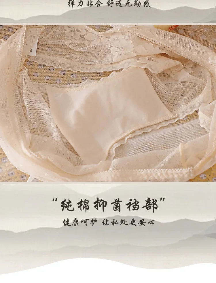 XL-5XL Women's Underwear Sexy Lace Panties Girls Flower Comfort Briefs Large Size Mid Waist Seamless Underpants Female Lingerie