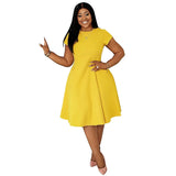 L-4XL Plus Size Clothes Dresses Women Robes Spring Summer Short Sleeve Street Style Casual 3XL Big Size Oversized Midi Dress