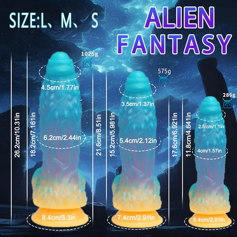 Luminous Fantasy Dildo Silicone Anal Monster Dildo Huge Thick Long Realistic Dragon Dildo Giant Soft Suction for Women Flexible