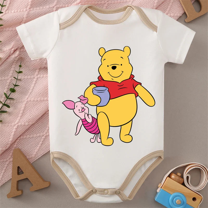 Winnie the Pooh MINISO 100% Cotton Jumpsuit Baby Cloths Onesie Bodysuit for 0 To 12 Months Newborn Best Cute Gift for Baby