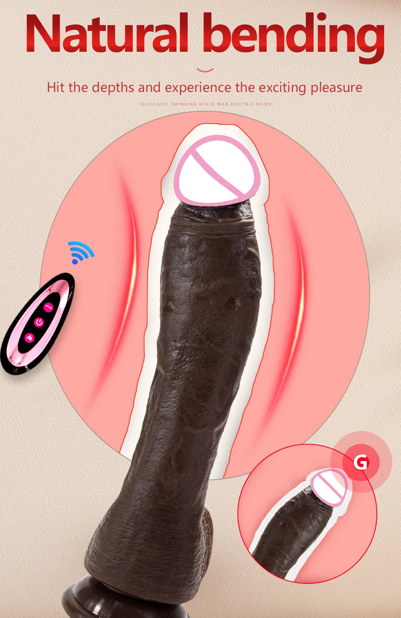 10.6in Long Realistic dildo Black vibrator penis telescopic Swing Heating silicone dildo remote control Dildo Vibrator for wome