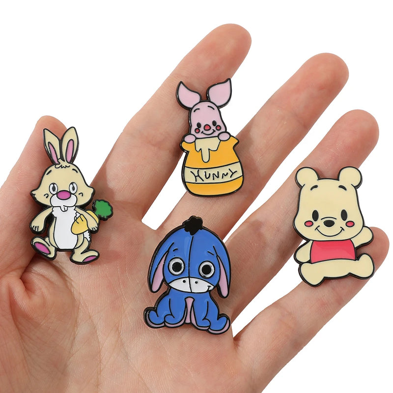 5 Pcs Cute cartoon soft Winnie the Pooh Brooch Winnie the Pooh and Tigger Metal Badges Bunny pin accessories