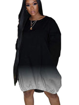 New XL Plus Size Women's Clothing from Europe and America; Casual Gradient Long Sleeve Dress