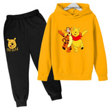 Children Hoodie Winnie the Pooh Cartoon Print Kids Set Sweatshirt +Pants Boys Girls Toddler age 3-12 Girls Clothes Pullover