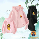 Winnie The Pooh Spring Autumn Cute 2Pcs Casual Hoodie+Pants Tracksuits 3-14 Years Boys Girls Outfits Children Clothes