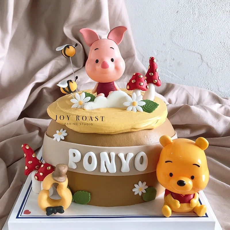 Disney Cartoon Winnie The Pooh Ornaments Cute Animal Dolls Piggy Winnie The Pooh Tigger Cake Baking Decoration Ornaments