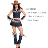 Carnival Halloween Lady Sexy West Cowboy Costume Prairie Pioneer Cowgirl Tassels Clubwear Roleplay Cosplay Party Fancy Dress