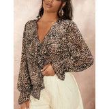 Plus Size 1XL-5XL Women's Casual V-Neck Floral Printed Button Leopard Shirt  Fashion Women's Clothing Office Lady Blouse