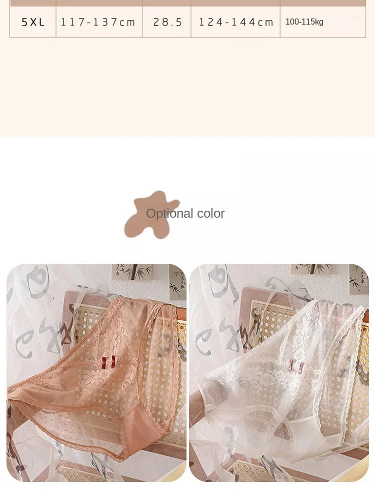 XL-5XL Women's Underwear Sexy Lace Panties Girls Flower Comfort Briefs Large Size Mid Waist Seamless Underpants Female Lingerie