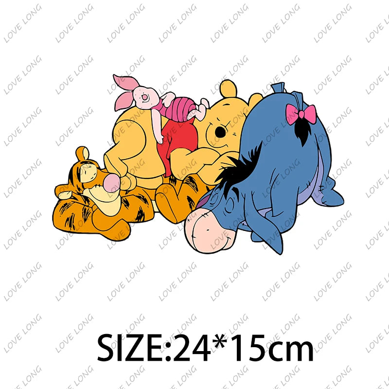 Winnie the Pooh  Clothing Thermoadhesive Patches High quality adhesive backing Iron-on Cartoon Stickers Cheap  DIY Appliques