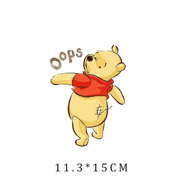 Miniso Co branded IP Winnie The Pooh Heat Transfer Clothes Stickers For Children Iron On Transfer Patches For Clothes Decor