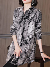 5XL Loose Women Spring Summer Shirts Lady Fashion Casual Long Sleeve Turn-down Collar Printing Blusas Tops TT2030