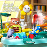 Children's kitchen toys electric fun water play water wash basin fishing dishwashing home role-playing baby early education toy