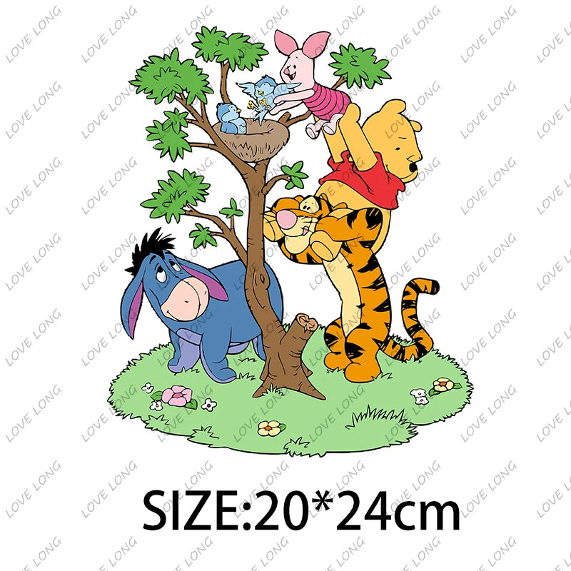 Winnie the Pooh  Clothing Thermoadhesive Patches High quality adhesive backing Iron-on Cartoon Stickers Cheap  DIY Appliques