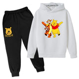 Children Hoodie Winnie the Pooh Cartoon Print Kids Set Sweatshirt +Pants Boys Girls Toddler age 3-12 Girls Clothes Pullover