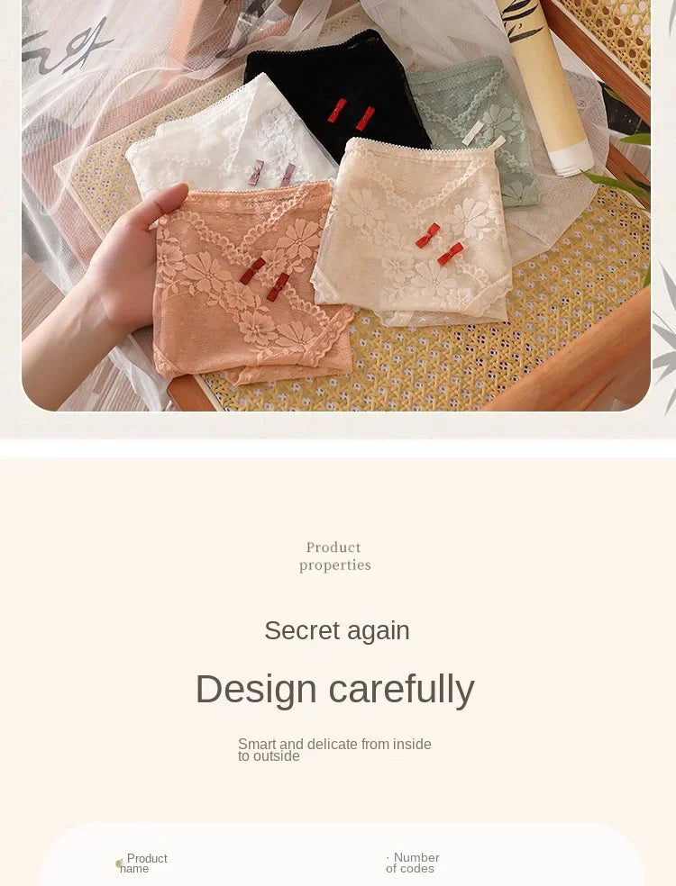 XL-5XL Women's Underwear Sexy Lace Panties Girls Flower Comfort Briefs Large Size Mid Waist Seamless Underpants Female Lingerie