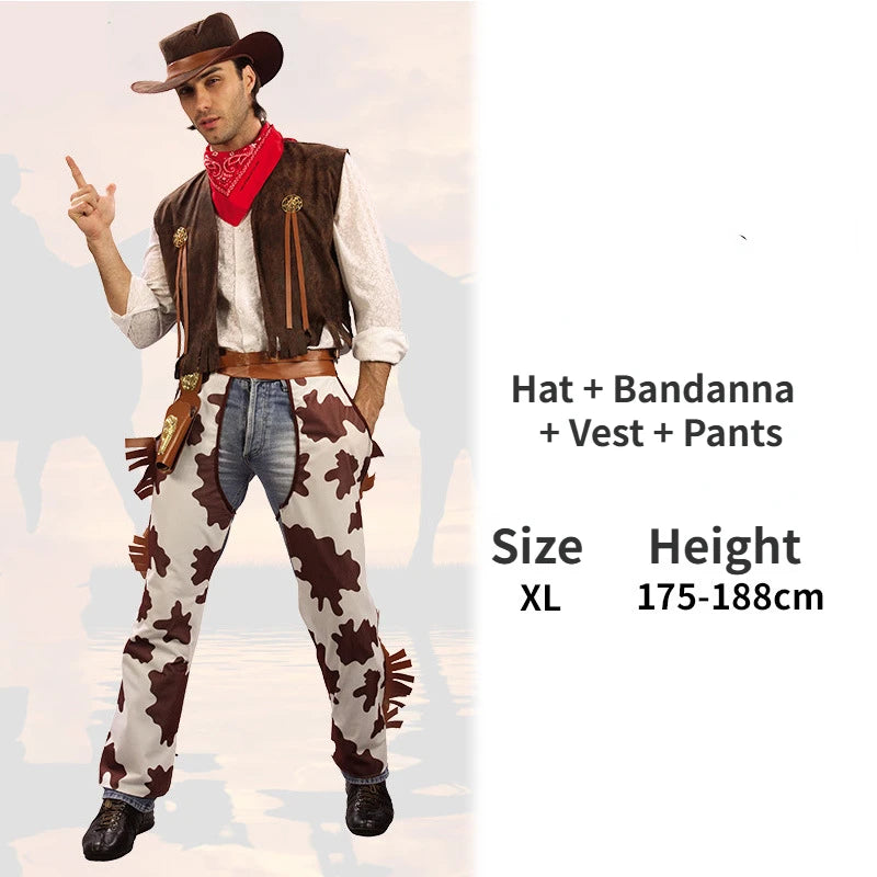 Wild West Cosplay Western Cowboy Cowgirl Costume Halloween Dress Up Clothes for Adult Kids Role Play Party Fancy Outfits Gifts