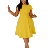 L-4XL Plus Size Clothes Dresses Women Robes Spring Summer Short Sleeve Street Style Casual 3XL Big Size Oversized Midi Dress