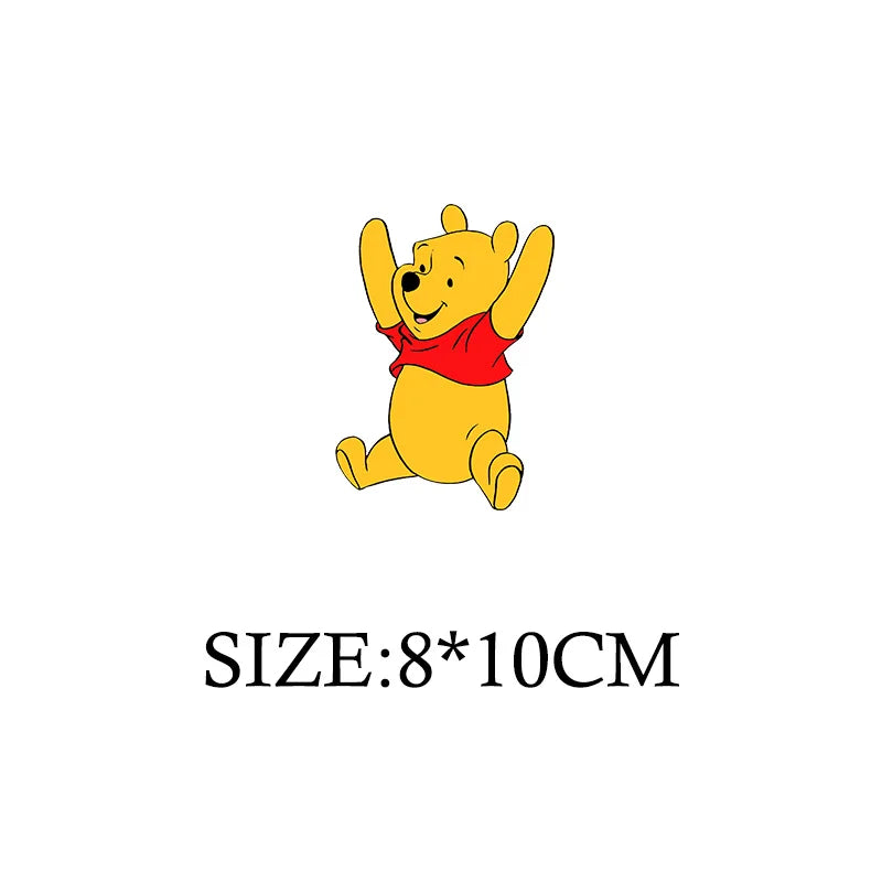 Winnie the Pooh Bear Cartoon Patches for Clothes Heat Transfer Thermal Stickers DIY Kids T shirt Iron on for Women Appliqued