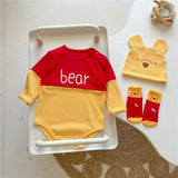Winnie The Pooh Bear Baby Bodysuit Newborn Long Sleeve Romper Toddler Boys Girls Jumpsuit Clothes K3529