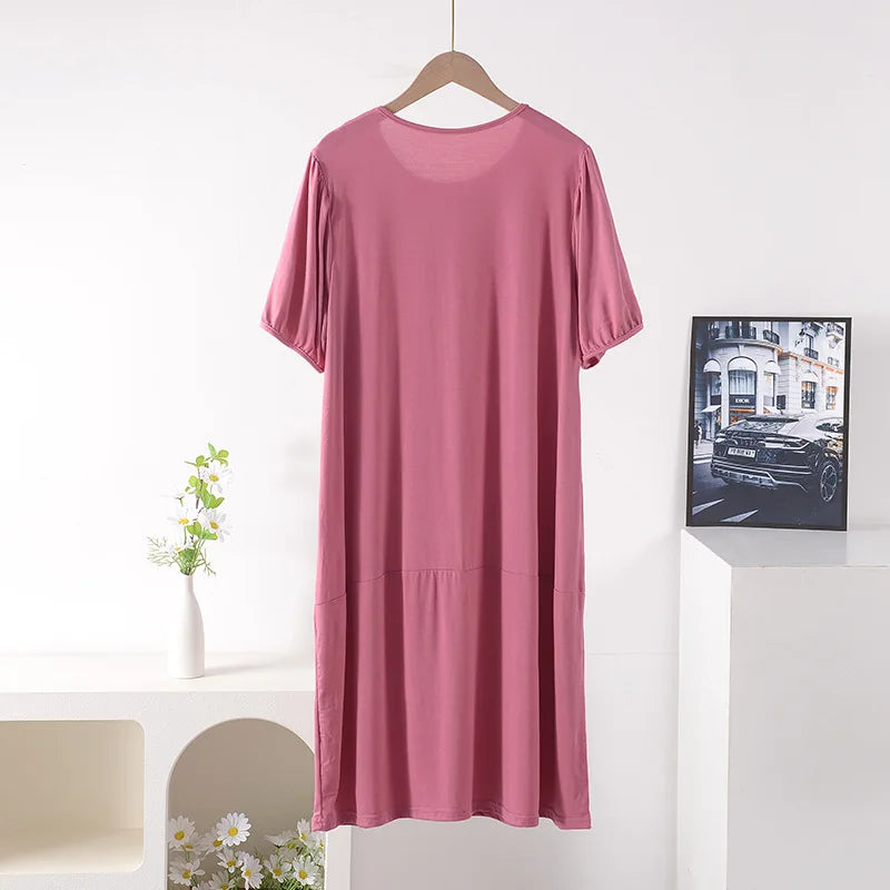 XL-8XL Plus Size Night Dress Woman New Short Sleeve Modal Sleepwear Women's Nightgowns Loose Comfort Night Wear Nightshirt