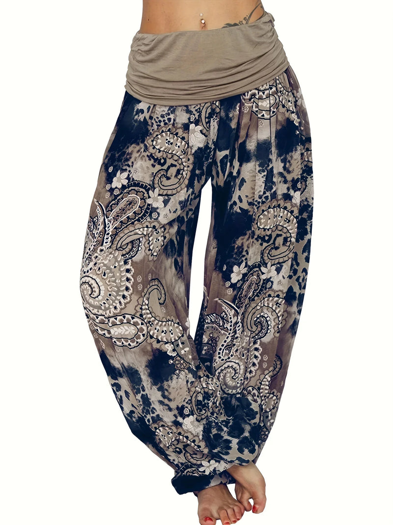 Plus Size 1XL-8XL Woman‘s Fashion  Multi-color Digital Printed Harem Pants Trousers Ladies Long Leg Wide Leg Pants Pants