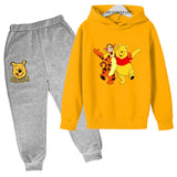 Children Hoodie Winnie the Pooh Cartoon Print Kids Set Sweatshirt +Pants Boys Girls Toddler age 3-12 Girls Clothes Pullover