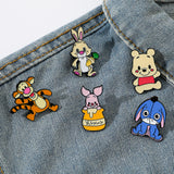 5 Pcs Cute cartoon soft Winnie the Pooh Brooch Winnie the Pooh and Tigger Metal Badges Bunny pin accessories