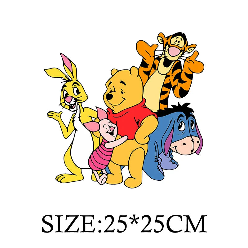 Winnie the Pooh Bear Cartoon Patches for Clothes Heat Transfer Thermal Stickers DIY Kids T shirt Iron on for Women Appliqued